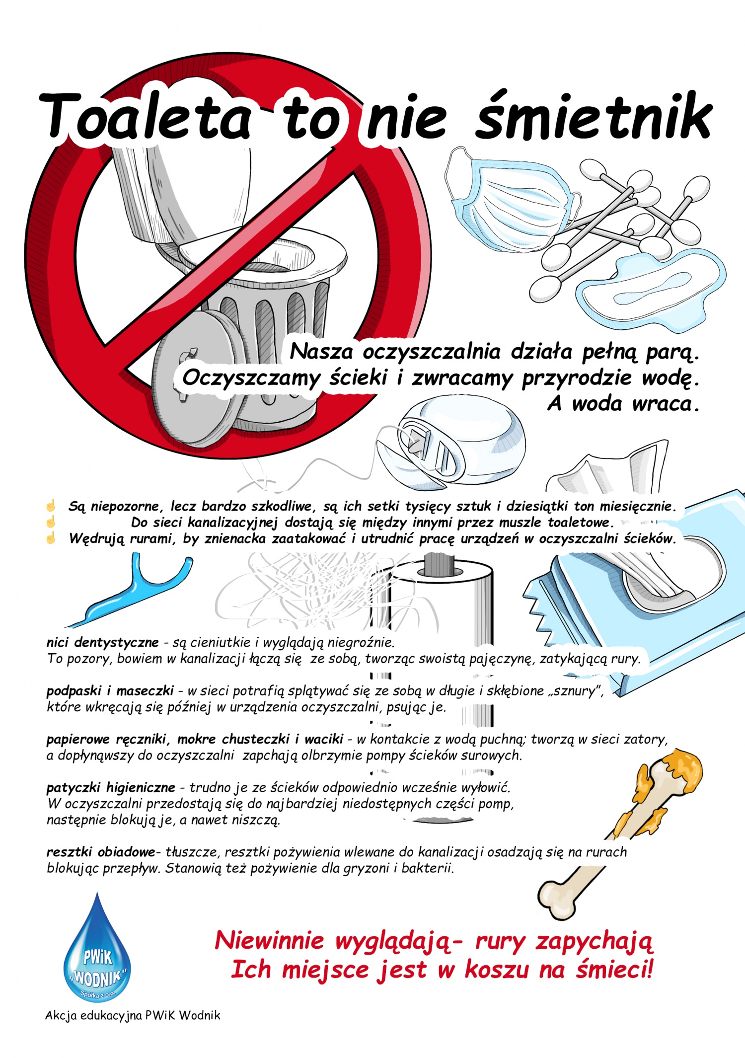 Toaleta to nie śmietnik - grafika informacyjna